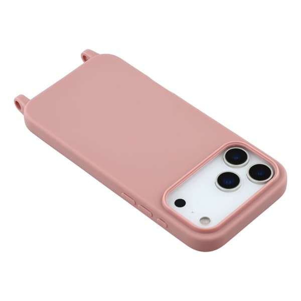 Mobilskal till iPhone 17 Pro TPU Shockproof med Lanyard - Djuprosa Rosa