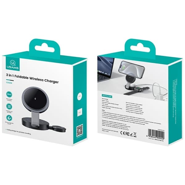 USAMS foldbar 3-i-1 induktionsoplader (US-CD234)