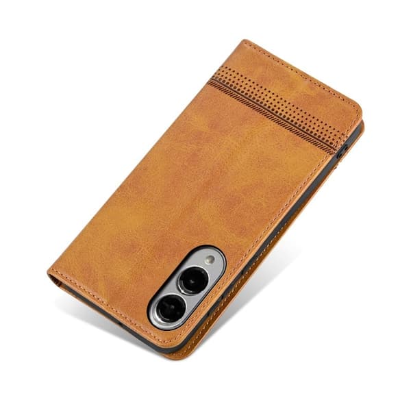 AZNS Samsung Galaxy S25 Edge Plånboksfodral Konstläder - Brun