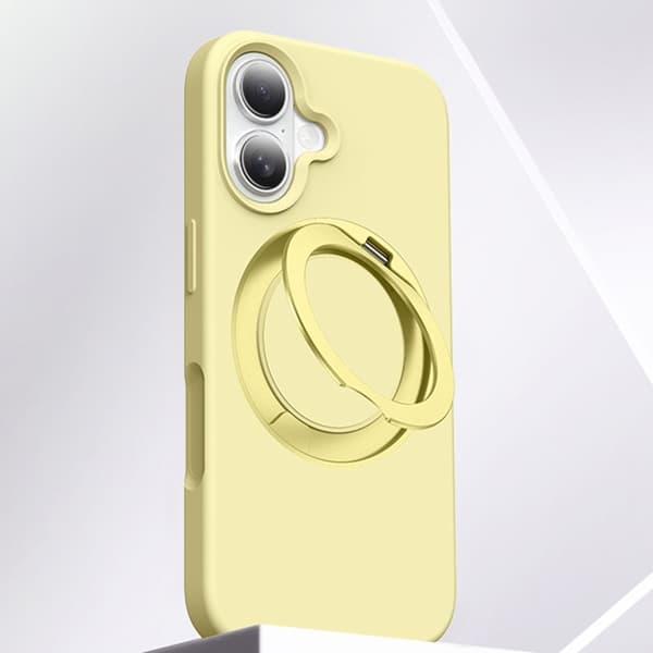 Mobilskal till iPhone 16 MagSafe Silikon Roterande Kickstand - Gul Gul