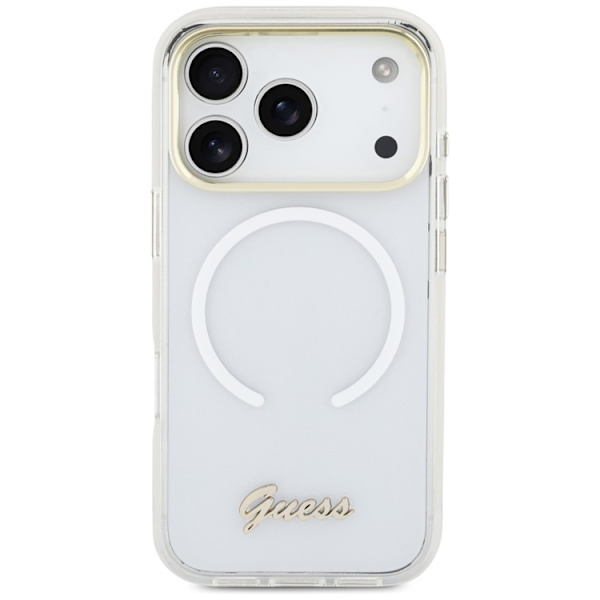 Guess Mobilskal För iPhone 17 MagSafe IML Gradient Script Metal - Vit Vit