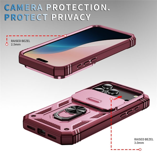 Mobilskal till iPhone 17 Pro Max Slide Camshield Kickstand Röd