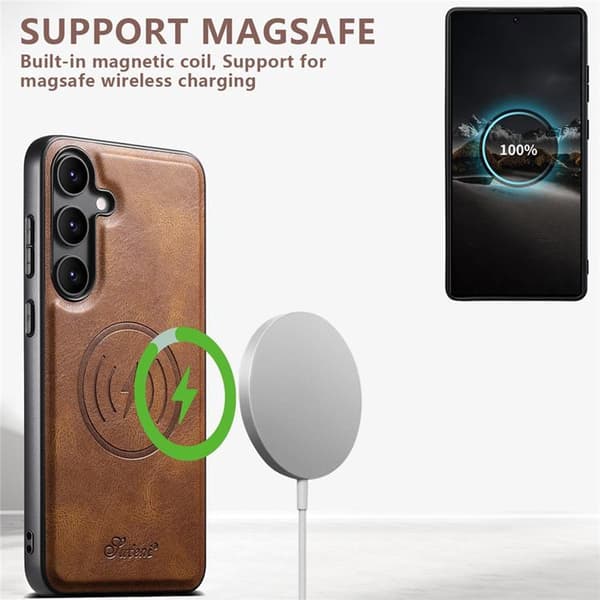 SUTENI Mobilskal för Galaxy S24 MagSafe Korthållare H19 - Brun Brun