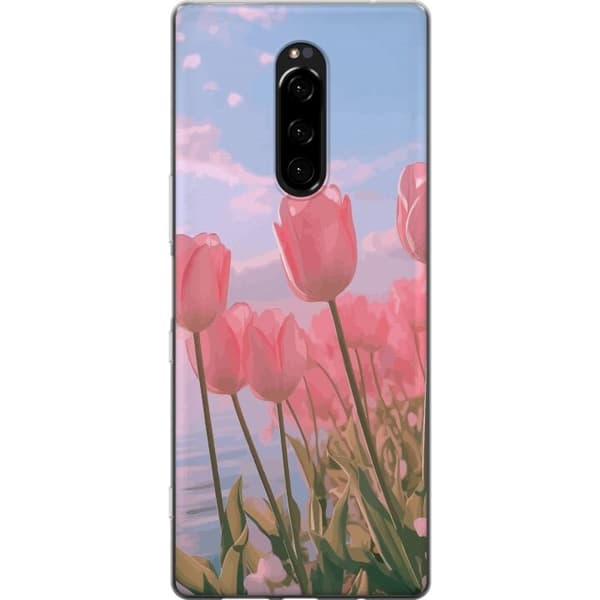 Mobilcover til Sony Xperia 1 med lyserøde tulipaner