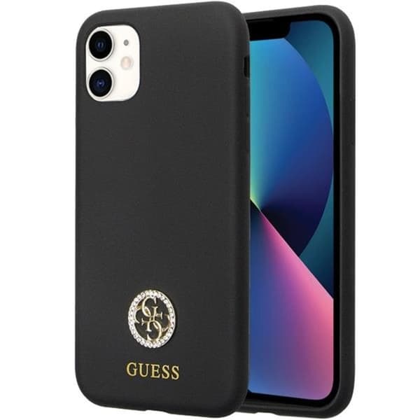 Guess iPhone 11/XR Mobilskal Silikon Logo Strass 4G - Musta Black