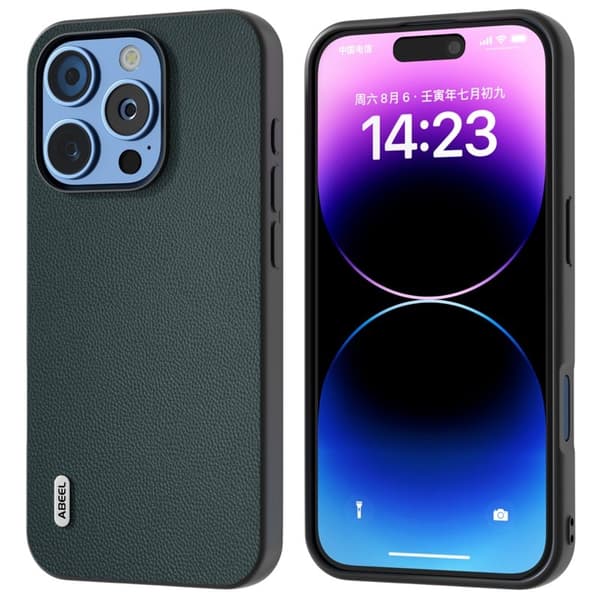 ABEEL Mobilskal till iPhone 16 Pro Äkta Läder PC Telefonfodral - Grön