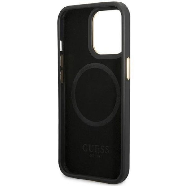 Guess iPhone 14 Pro Mobilskal Magsafe Peony Logo Plate - Svart Svart
