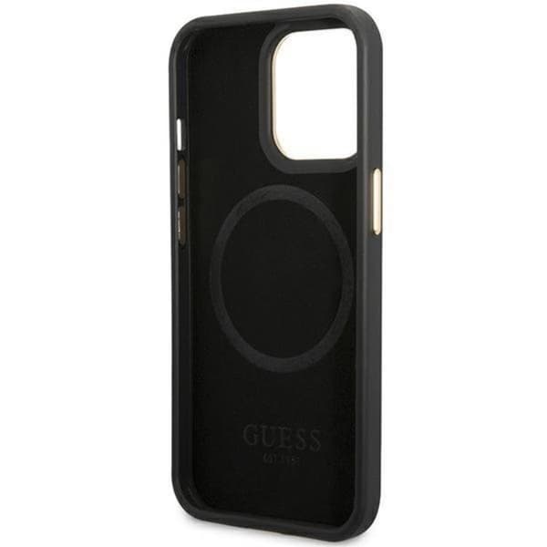 Guess Mobilskal till iPhone 14 Pro Magsafe Peony Logo Plate - Svart Black