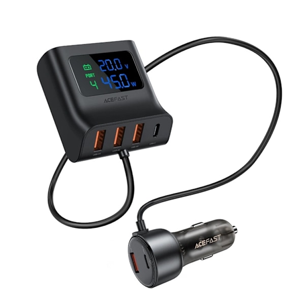 Acefast B11 138W USB-A USB-C Billaddare med 6 Portar - Svart