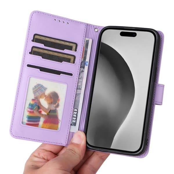 BETOPNICE iPhone 16 Pro Max Plånboksfodral - Detachable Konstläder- Lila