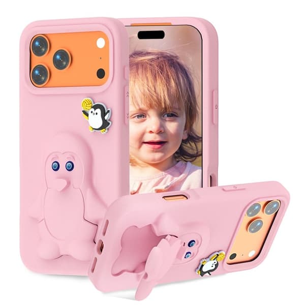 Penguin Mobilskal till iPhone 17 Pro Max Kickstand Stöttålig EVA - Rosa