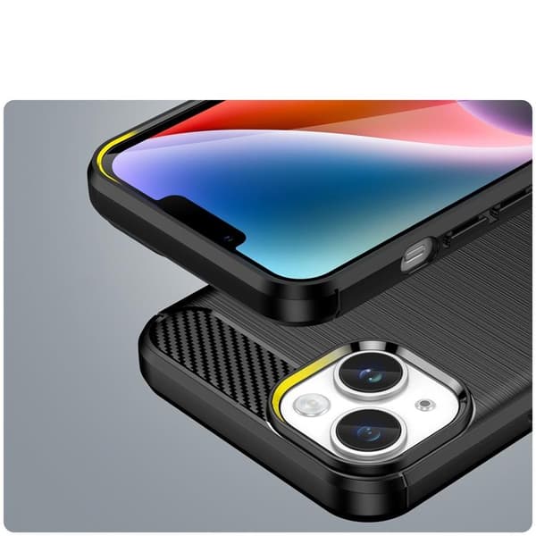 iPhone 14 Plus Skal Carbon Fleksibel Gel - Sort Black