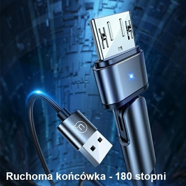 USAMS Kabel flätad roterbar U60 2A microUSB 1m grön SJ478USB02
