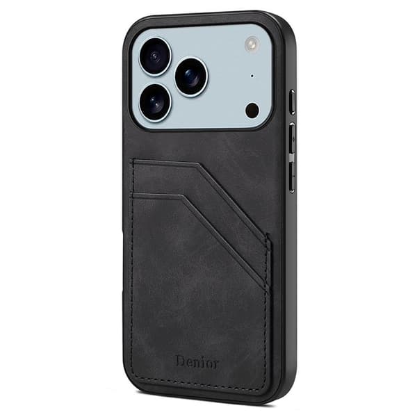 DENIOR Mobilskal till iPhone 17 Pro Max PU Läder + TPU + PC - Svart