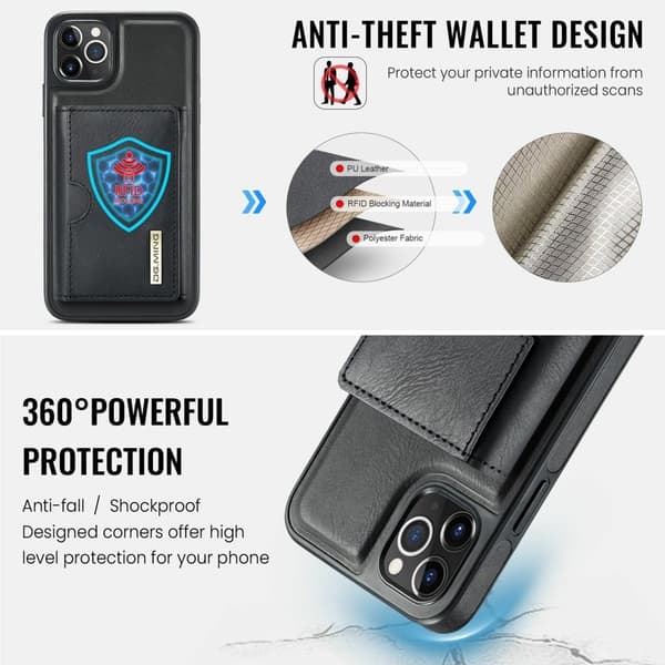 DG.MING M6 Series Mobilskal till iPhone 11 Pro Magnetiskt Plånboksfodral Svart