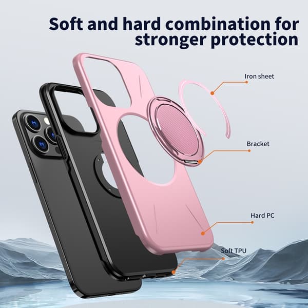 Mobilskal till iPhone 13 Pro Max MagSafe Rotating Kickstand TPU + PC Rosa