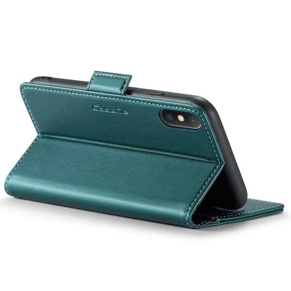 CASEME RFID-Skydd Plånboksfodral Konstläder för iPhone XS - Grön