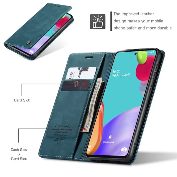 CASEME Plånboksfodral Konstläder för Samsung Galaxy A52 5G - Blå