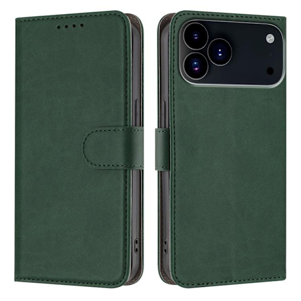 iPhone 17 Pro Max Konstläder Plånboksfodral Solid Color - Grön Grön