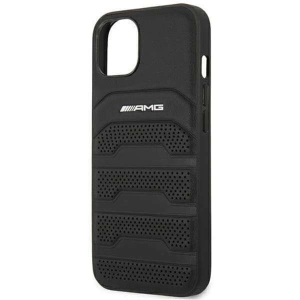 AMG iPhone 14 Plus Skal Læder Debossed Lines - Sort Black