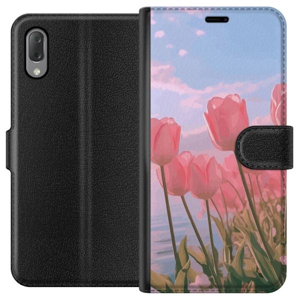 Pung-etui til Sony Xperia L3 med lyserøde tulipaner
