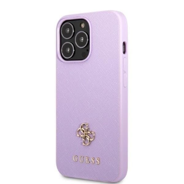 Guess Mobilskal till iPhone 13 Pro Saffiano Small Metall Logo Rosa