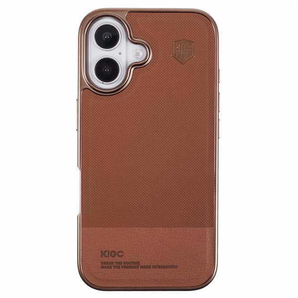 KIGC Mobilskal till iPhone 16 Electroplating PC + TPU + PU - Guld Guld