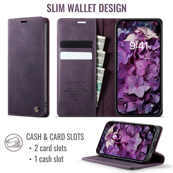 CASEME 033 Mobilskal till iPhone XS/X RFID Blocker Läder Lila