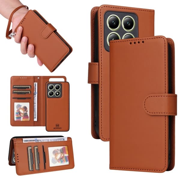BETOPNICE Xiaomi 14T Plånboksfodral - Avtagbart Konstläder - Brun