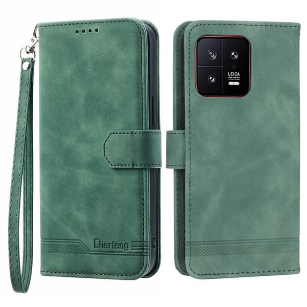 DIERFENG DF-03 Plånboksfodral för Xiaomi 13 5G - Konstläder - Grön