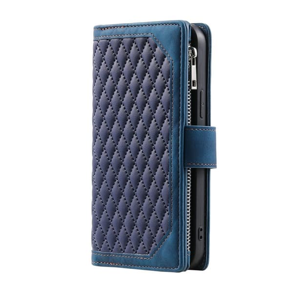 Samsung Galaxy S26 Plånboksfodral Rhombus Stitching Line Konstläder - Blå