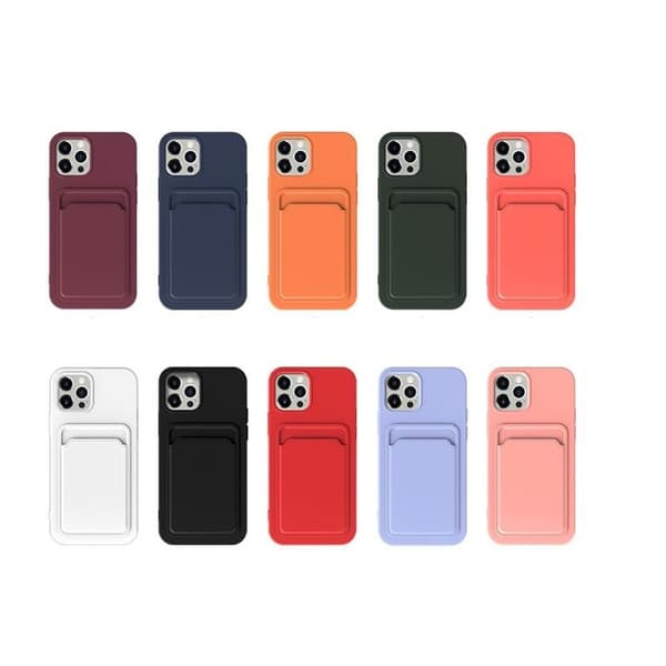 iPhone 15 Plus Mobilcover Kortholder Silikon - Orange Orange
