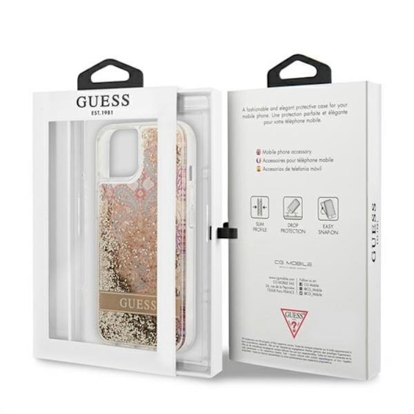 Guess iPhone 13 mini Skal Paisley Liquid Glitter - Guld