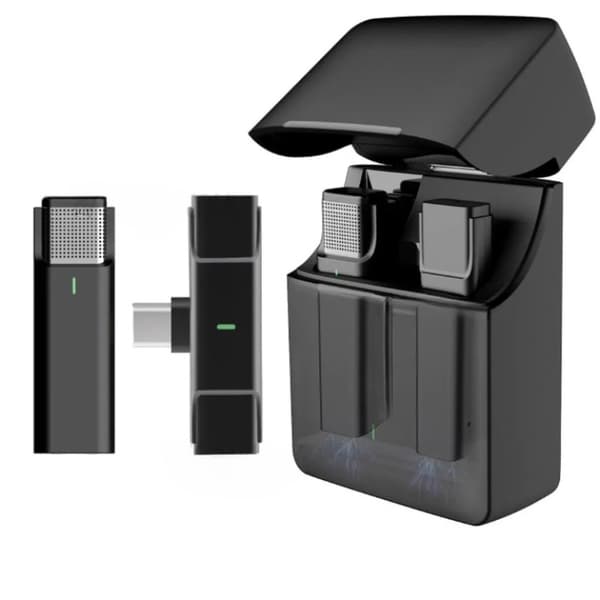Lavalier Lightning Trådlös Mini 2.4GHz Mikrofoner - Svart Black