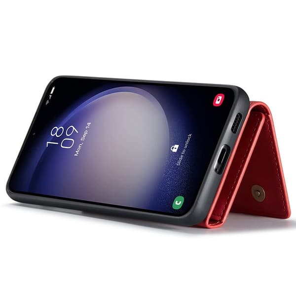DG.MING Samsung Galaxy S23 FE Konstläder Plånboksfodral Röd