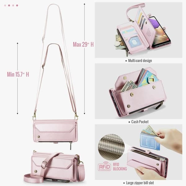 CASEME Plånboksfodral Konstläder för Samsung Galaxy A32/M32 5G - Rosa