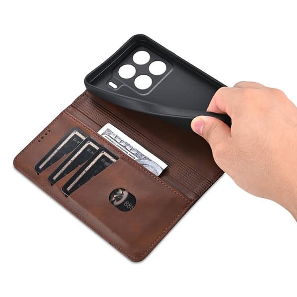 AZNS Xiaomi 15 Pro Plånboksfodral Konstläder - Brun