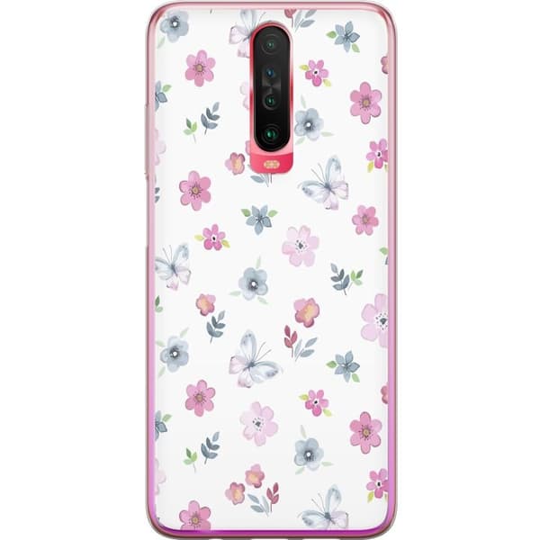 Telefontaske til Xiaomi Redmi K30 med blomster og sommerfugle