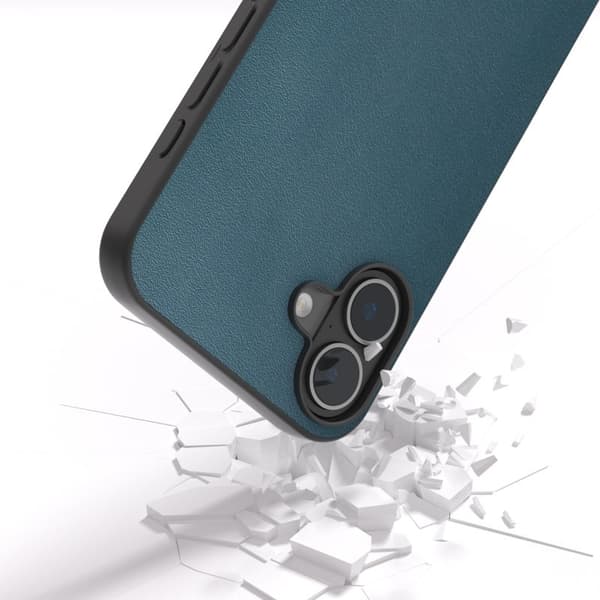 ABEEL Mobilskal till iPhone 16 Plus Äkta Läder + PC + TPU Skydd - Grön