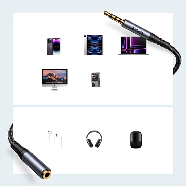 Joyroom AUX 3.5mm Mini Jack Uros/Mini Jack Naaras Kaapel 1.2 m Black