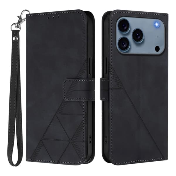 iPhone 17 Pro Max Plånboksfodral Med REM - Svart Svart