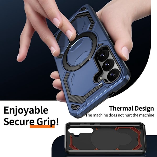 Mobilskal för Samsung Galaxy S26 Plus Magnetiskt Ring Kickstand PC + TPU - Blå