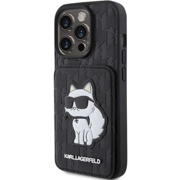 Karl Lagerfeld iPhone 15 Pro Mobilskal Korthållare Choupette Svart