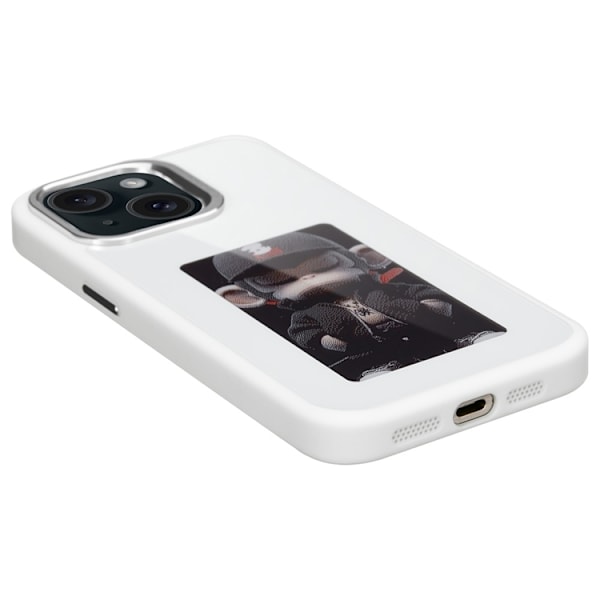 Mobilskal till iPhone 15 E Ink 4-Color Display Customized - Vit Vit