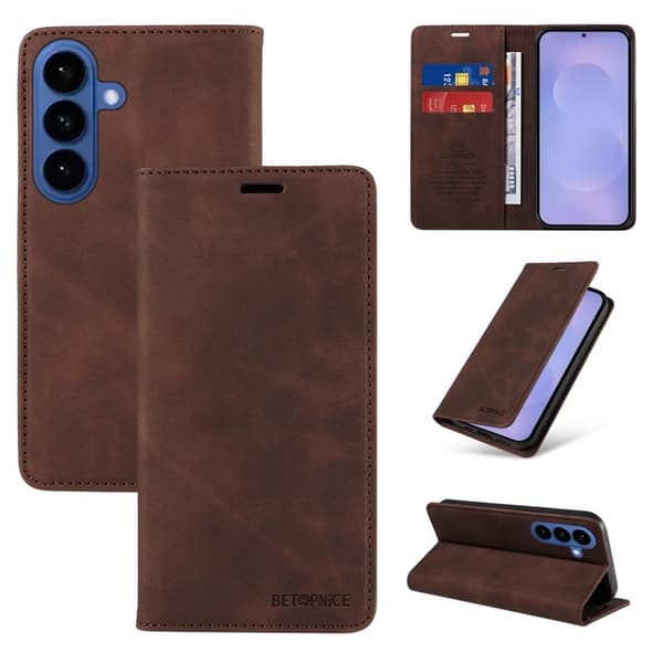 BETOPNICE Samsung Galaxy S26 Plus Plånboksfodral Magnetisk RFID-Skydd - Brun