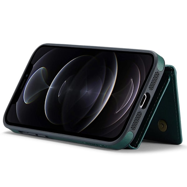 DG.MING iPhone 12/12 Pro Konstläder Plånboksfodral Tri-fold Grön
