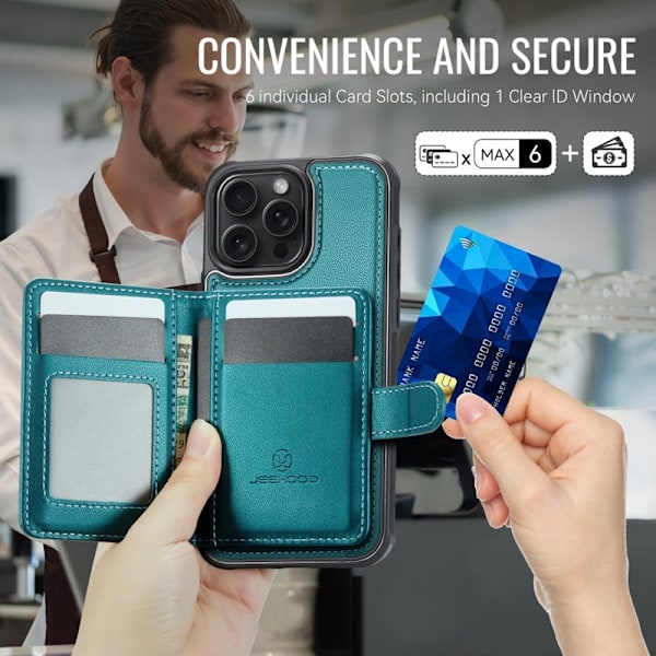 JEEHOOD J09 Mobilskal till iPhone 14 Pro RFID Låsfunktion Grön