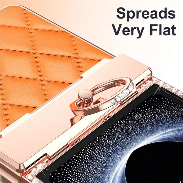 Mobilskal till Galaxy Z Flip7 Rhinestone Ringhållare - Orange Orange