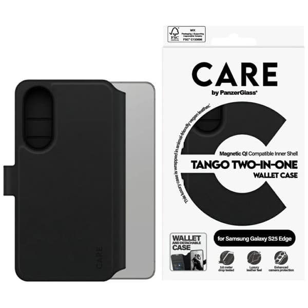 CARE PanzerGlass Galaxy S25 Edge Pung Etui Tango QI - Sort