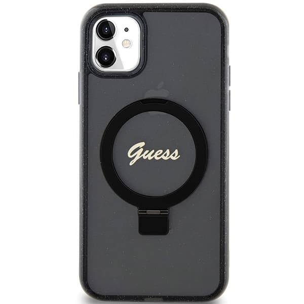 Guess Mobilskal till iPhone 11 / Xr MagSafe Ring Stand Script Glit MagSafe